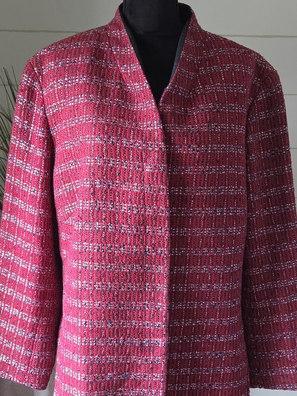 Pink 22W Blazer Plus Size Metallic Boucle Tweed Y2K Era Corporate Power Jacket